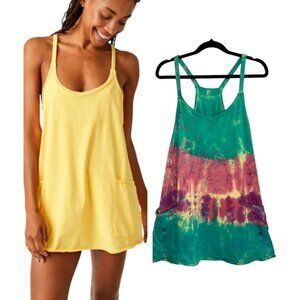 Free People Yellow and Tie-Dye Mini Dress Set